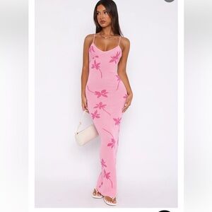 White Fox Boutique Pink Floral Maxi Dress